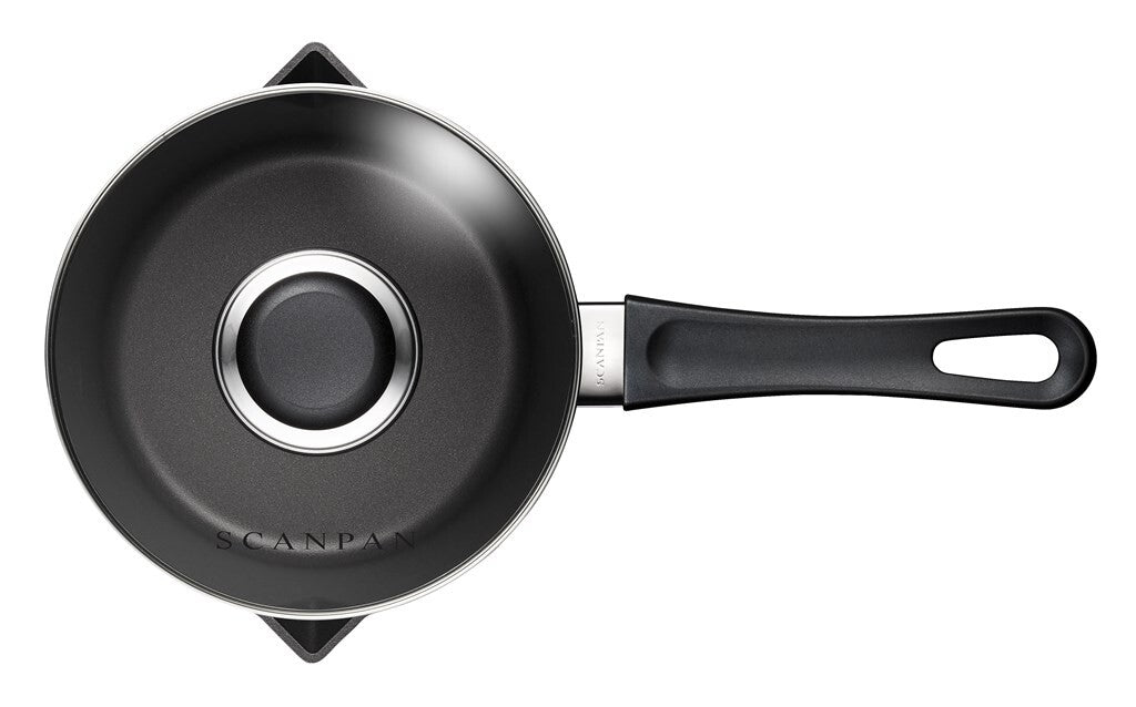 SCANPAN Classic steelpan 16 cm met glazen deksel van boven