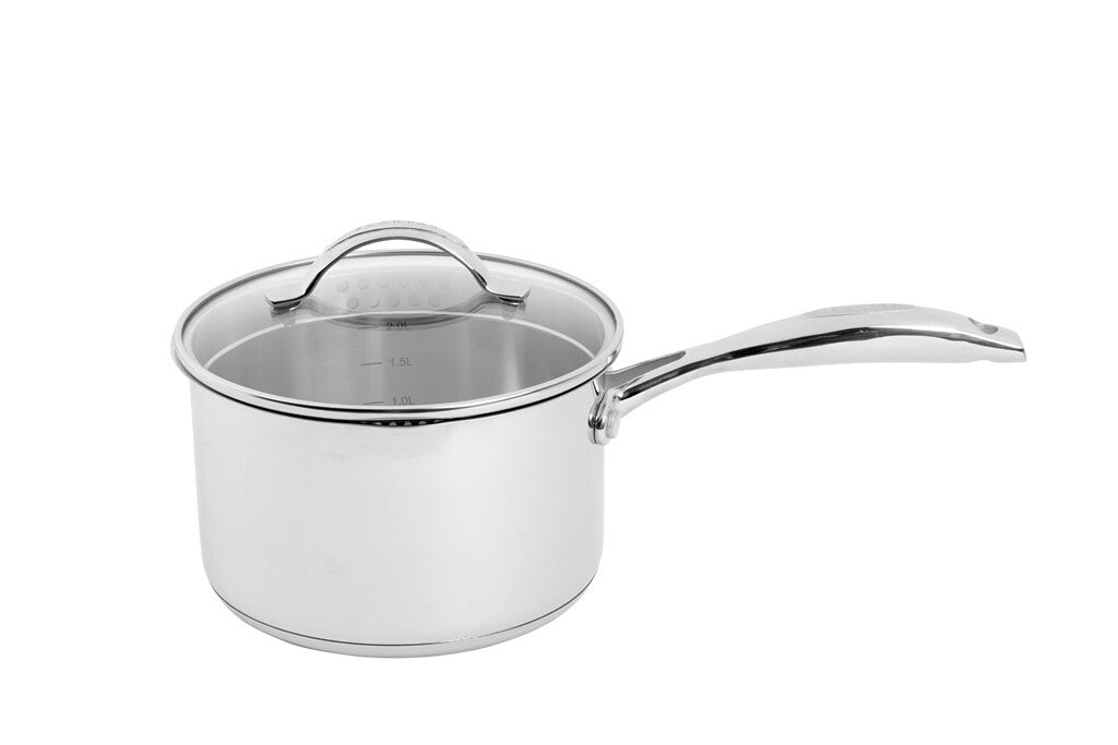 STS saucepan 18 cm in stainless steel, top view