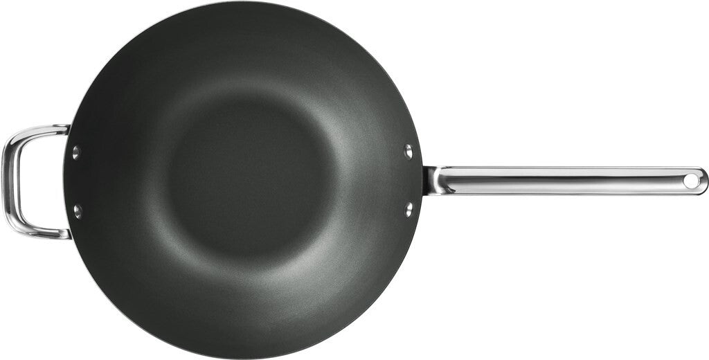 Black Iron wok 30 cm – set ovenfra