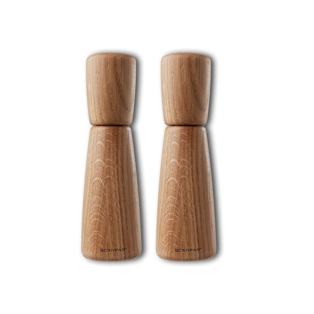 SCANPAN Maitre D' salt- og peberkværne i egetræ, 18 cm