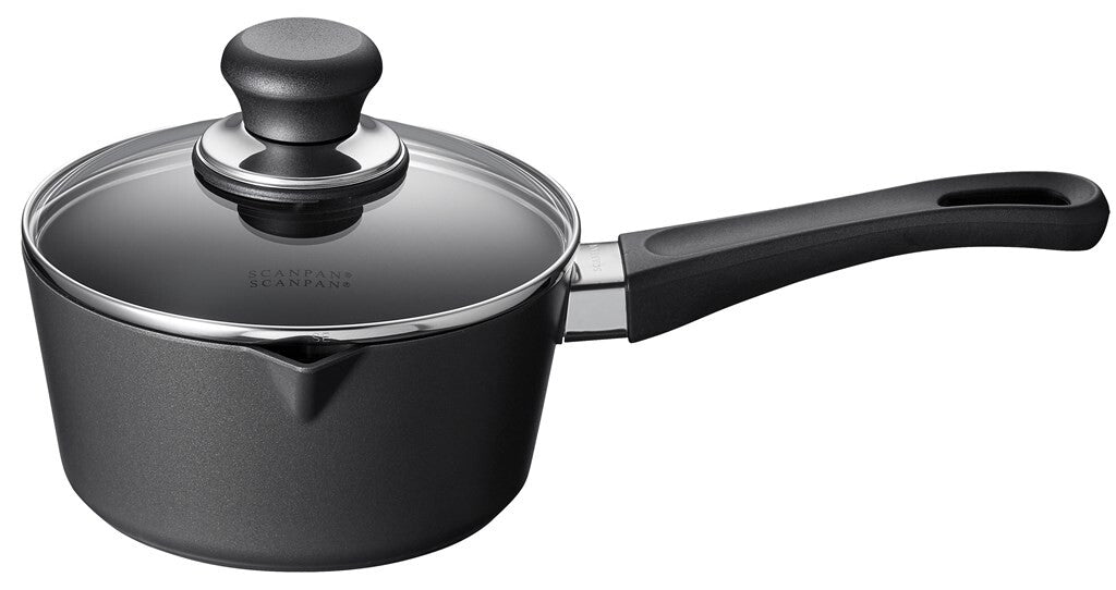 SCANPAN Classic kasserolle 16 cm med glaslåg set forfra