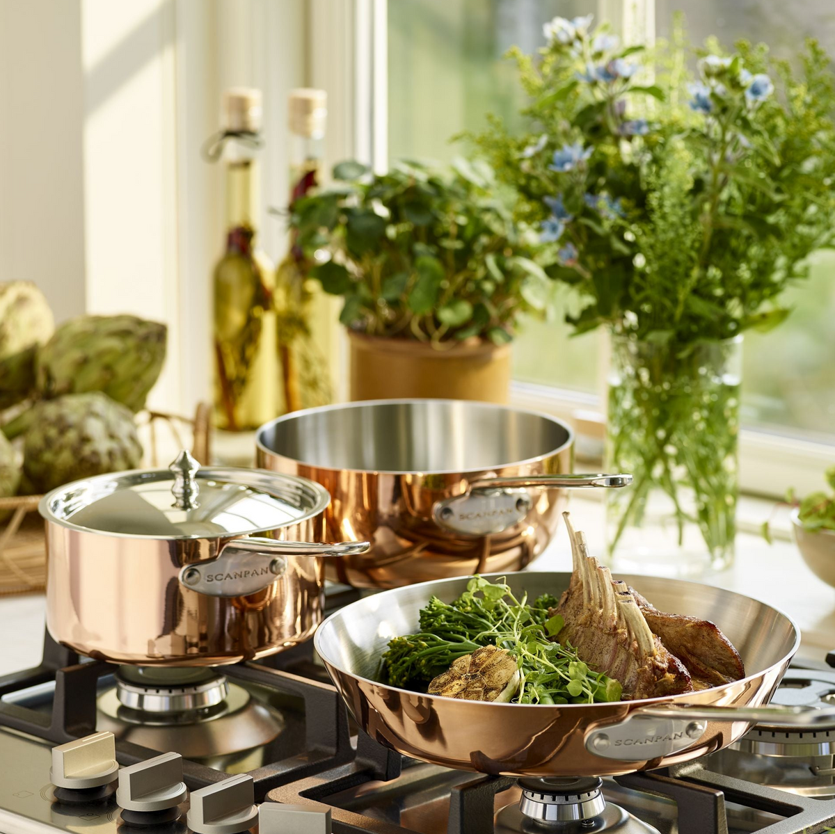 SCANPAN Maitre D' copper pans and pot