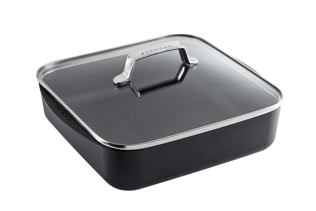TechnIQ Square bradepanne 28 × 28 cm med glasslokk