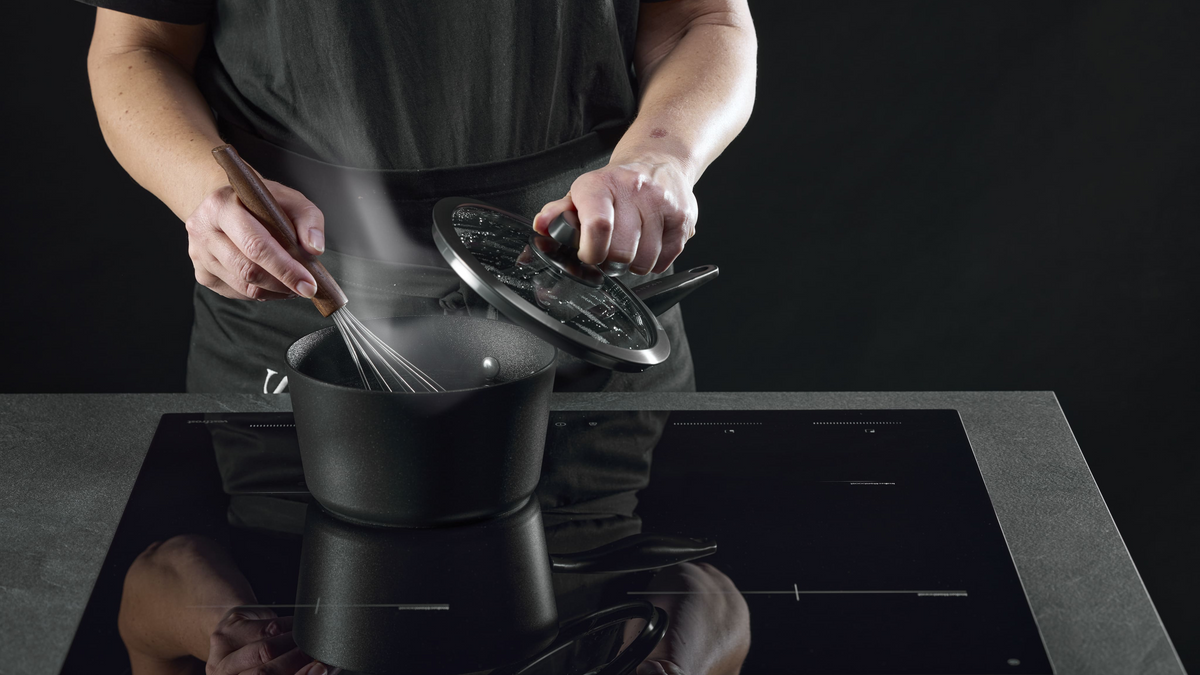 Food being prepared in a SCANPAN Pro SB+ saucepan