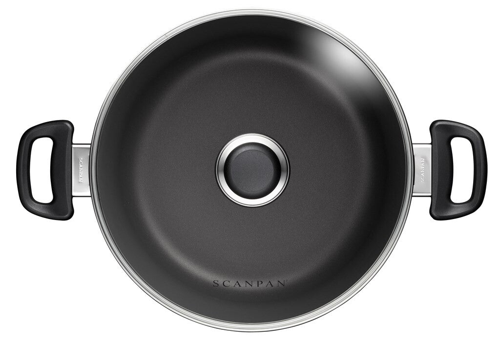 SCANPAN Classic Induction gryde 26 cm med glaslåg set ovenfra