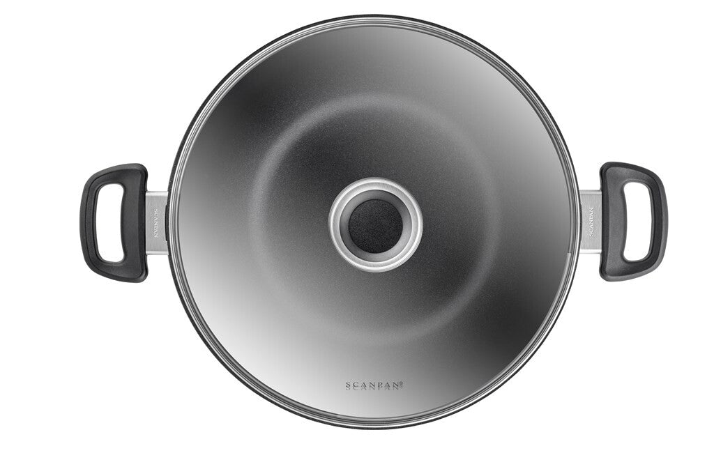 SCANPAN Classic Induction suppe- og stegegryde 28 cm med glaslåg set ovenfra