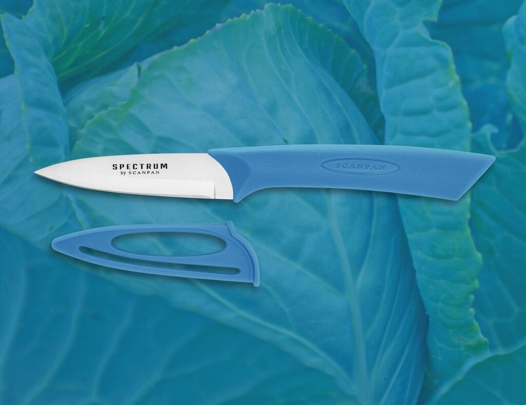 Spectrum paring knife 8 cm in Silver Lake Blue on a white background