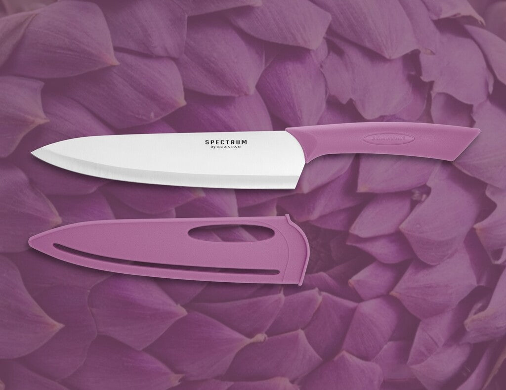 Spectrum chef's knife in Dusty Lavender on a white background