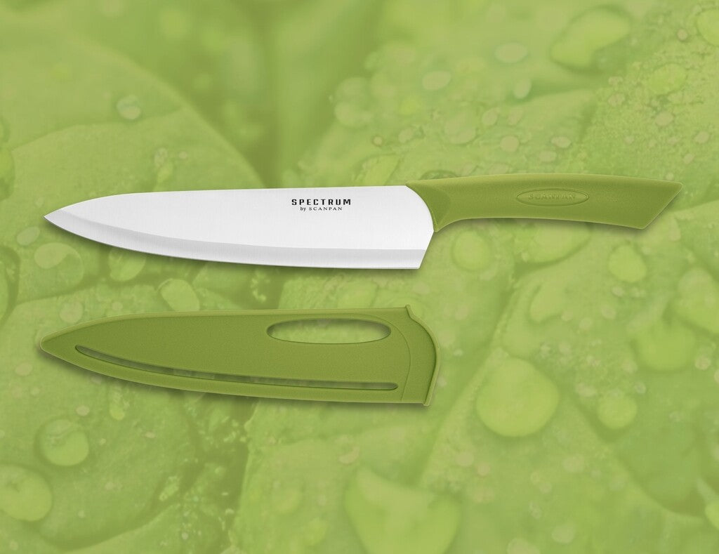 Spectrum chef's knife in Spinach Green on a white background