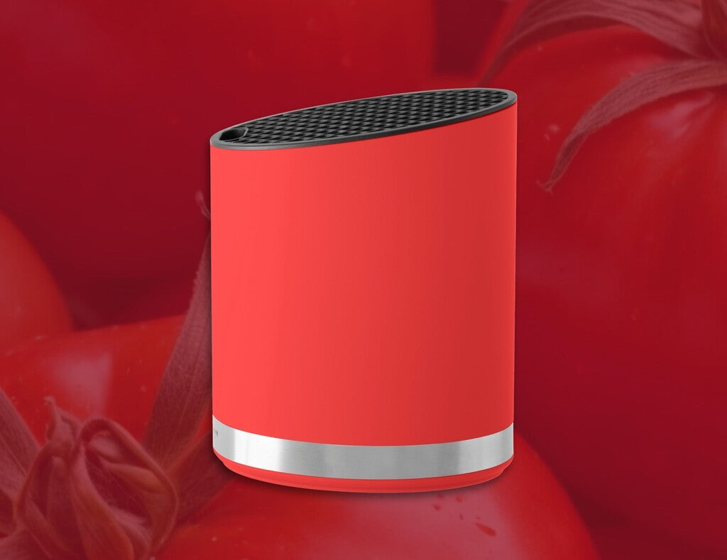 Spectrum Messerblock in der Farbe Red im Gebrauch