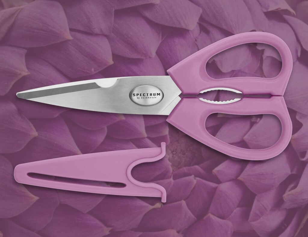 Spectrum kitchen scissors in Dusty Lavender on a white background