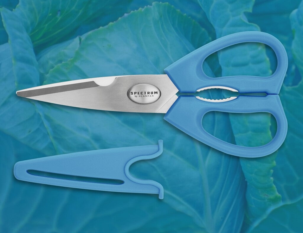 Spectrum kitchen scissors in Silver Lake Blue on a white background