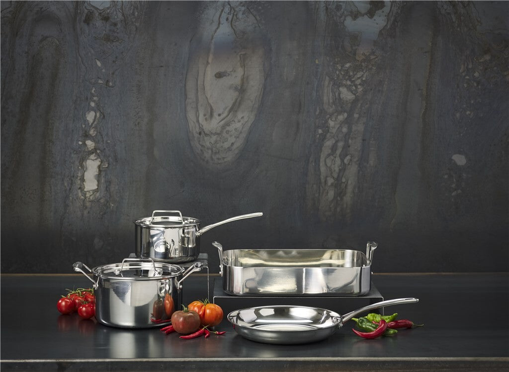 Fusion 5 range – cookware in a dark kitchen setting