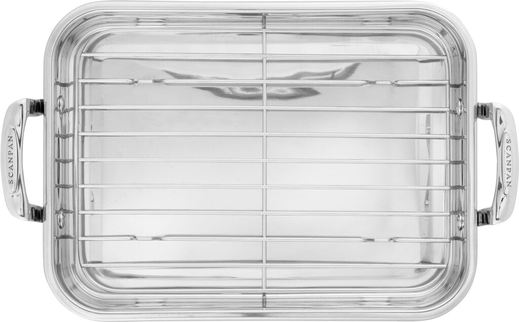 STS bradepande 42,5 × 26 cm i rustfrit stål set oppefra