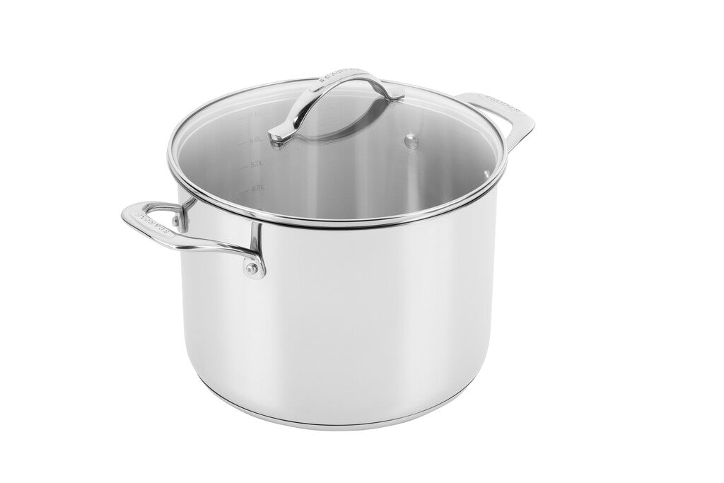 STS stockpot 24 cm in stainless steel, angled front view on a white background